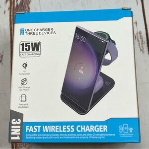 3 IN 1 Fast Wireless Charger 15Watt Samsung & QI Product Compatible